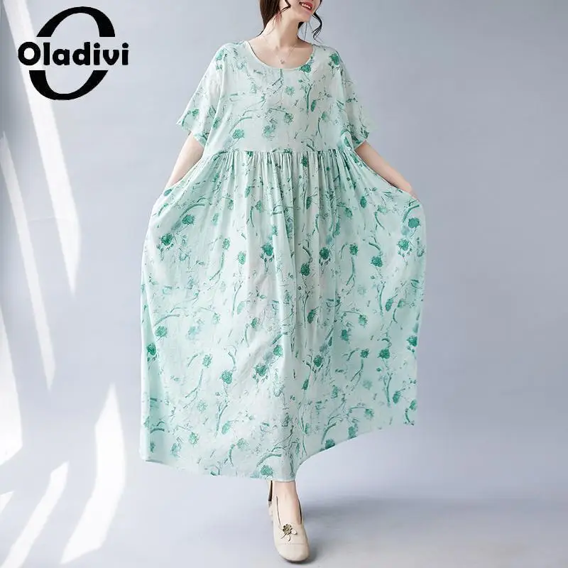 

Oladivi модное женское пляжное платье с принтом в богемном стиле 2023 летние длинные платья большого размера в стиле бохо женская одежда большого размера 6XL 8XL 9520