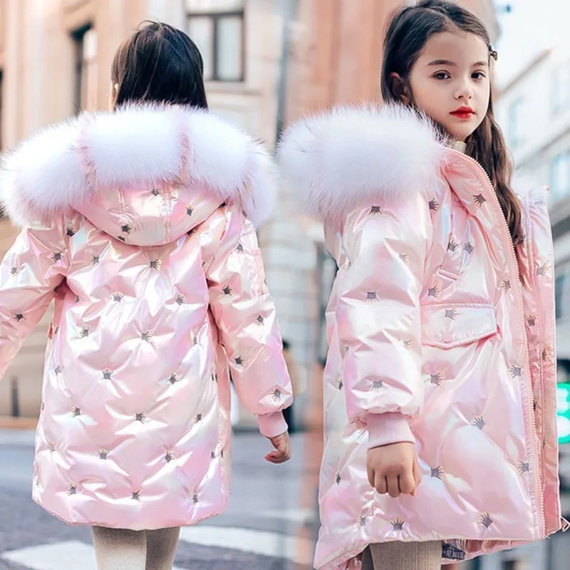 Winter Fur Collar Girls Jacket Fashion Embroidery Glossy Anti-Stain Hooded Thick Coat For Kids Teen Outdoor Clothes 4-12 Years
Winter Fur Collar Girls Jacket Fashion Embroidery Glossy Anti-Stain Hooded Thick Coat For Kids Teen Outdoor Clothes 4-12 Years