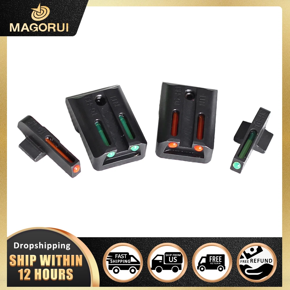 Magorui Fiber Optic Front Rear Sight Set Red Green Sight for 1911 CUT .270/.450 Handgun Tactical Hunting Optical Collimator 
Magorui Fiber Optic Front Rear Sight Set Red Green Sight for 1911 CUT .270/.450 Handgun Tactical Hunting Optical Collimator