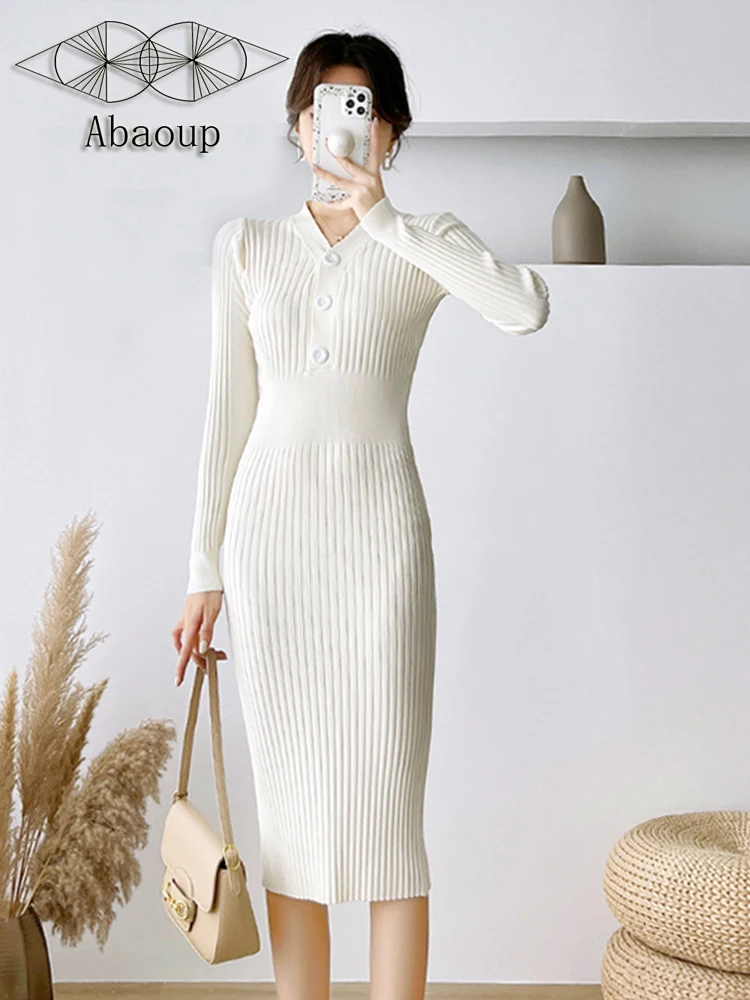 Women's Dress V-Neck High Waist Button Knee-Length Bottomed Slim Elegant Knitting Stripe Long Sleeve Skirt Black Khaki Green
Women's Dress V-Neck High Waist Button Knee-Length Bottomed Slim Elegant Knitting Stripe Long Sleeve Skirt Black Khaki Green