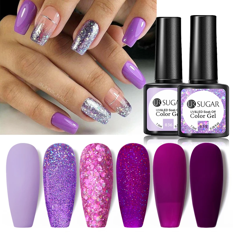 UR SUGAR 7.5ml Matte Gel Nail Polish Varnishes Hybrid Purple Glitter Color Gel For Nails Varnish Soak Off UV Gel DIY Nail Art
UR SUGAR 7.5ml Matte Gel Nail Polish Varnishes Hybrid Purple Glitter Color Gel For Nails Varnish Soak Off UV Gel DIY Nail Art