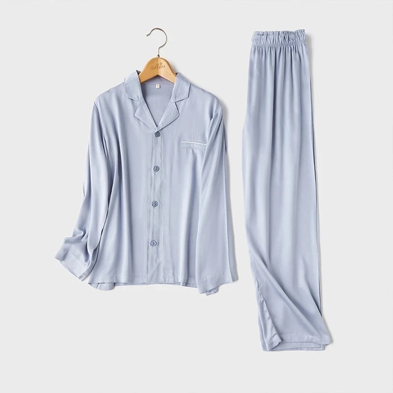 Silk Sleepwear For Women Satin Solid Color Pajamas Turn-down Collar Long-Sleeved Pajama Set Spring Pocket 2 Piece Home Pijama
Silk Sleepwear For Women Satin Solid Color Pajamas Turn-down Collar Long-Sleeved Pajama Set Spring Pocket 2 Piece Home Pijama
