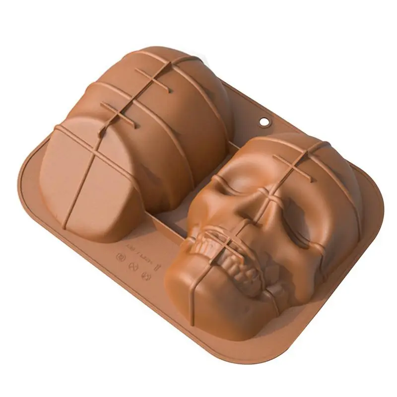 Формы для выпечки в виде черепа, 3D Скелет, Череп, силиконовая форма для помадки, пищевой силикон, «сделай сам», большая форма для выпечки в виде черепа