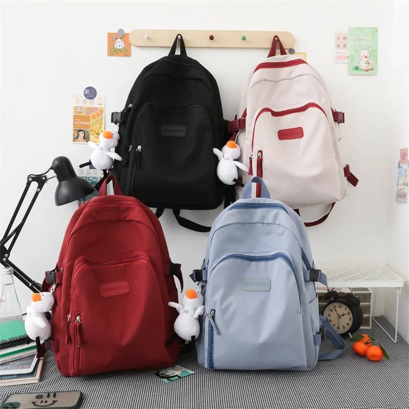 

Kawaii Duck Pendant Women Backpack Nylon Trend School Bag For Girls Large Capacity Waterproof Travel Backpacks Student Bookbags
