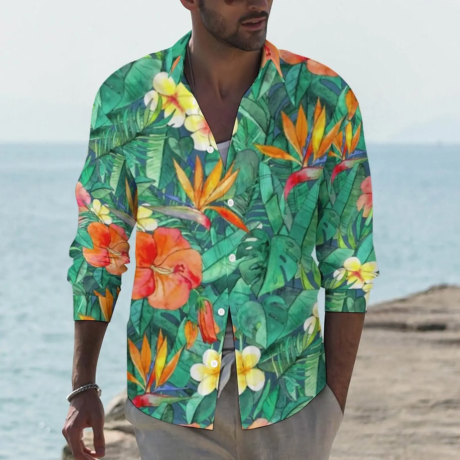Bright Flowers Shirt Male Classic Tropical Garden Casual Shirts Autumn Streetwear Print Blouses Long Sleeve Vintage Oversize Top
Bright Flowers Shirt Male Classic Tropical Garden Casual Shirts Autumn Streetwear Print Blouses Long Sleeve Vintage Oversize Top
