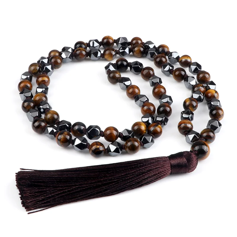 Irregular Hematite Beads Mala Necklace Men 8MM Natural Stone Tiger Eye Rosary Japamala Tassel Necklace for Women Fashion Jewelry
Irregular Hematite Beads Mala Necklace Men 8MM Natural Stone Tiger Eye Rosary Japamala Tassel Necklace for Women Fashion Jewelry