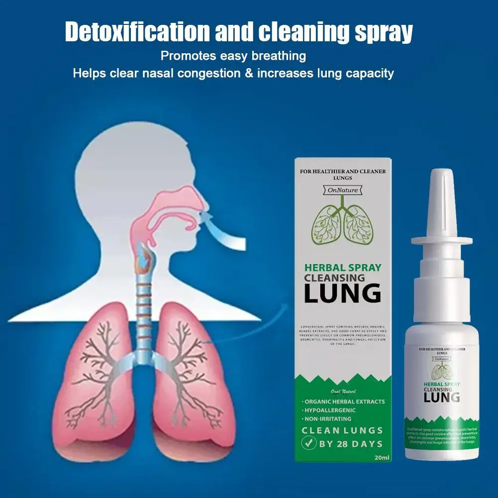 

Новинка, травяной спрей для детоксикации легких для курильщиков, прозрачная загруженность носа, 20 мл, способствует легкому дыханию