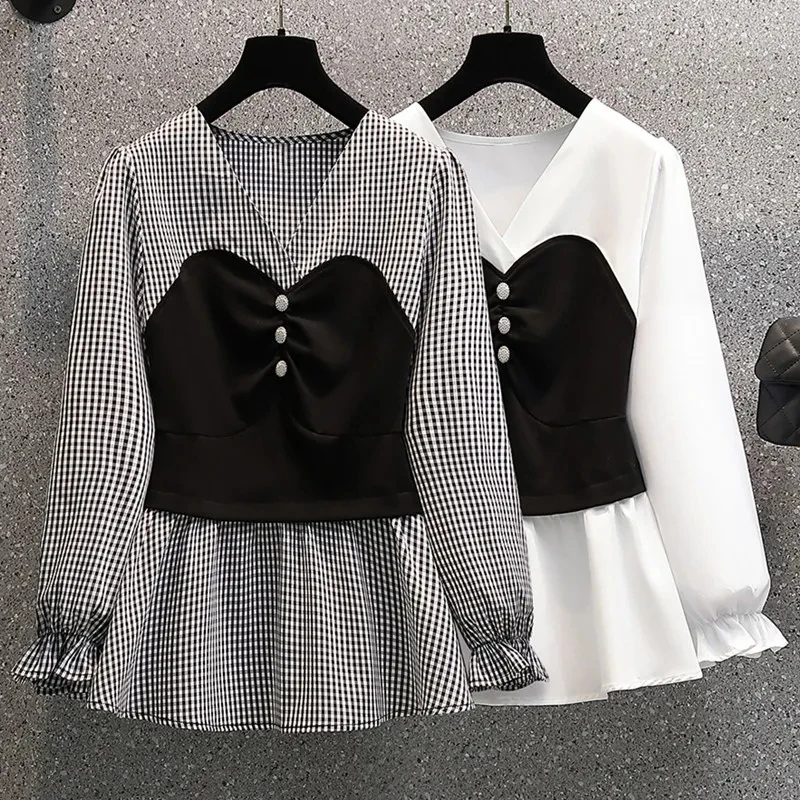2022 Spring Autumn New Coat Women's Fake Two-Piece Shirt Jackets Is Thin Fat Sister Outwear Plaid Shirt Ladies Top
2022 Spring Autumn New Coat Women's Fake Two-Piece Shirt Jackets Is Thin Fat Sister Outwear Plaid Shirt Ladies Top