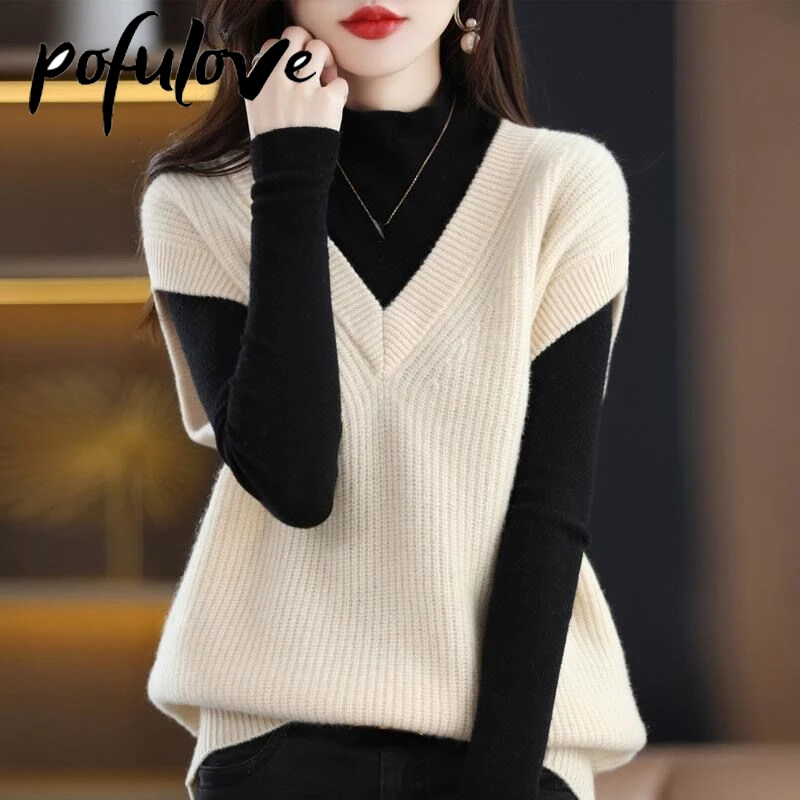 Sweater Vest Women V-neck Loose Sleeveless Camisole Bat Sleeve Vintage Knitted Vest Solid Color Korean Top Autumn and Winter
Sweater Vest Women V-neck Loose Sleeveless Camisole Bat Sleeve Vintage Knitted Vest Solid Color Korean Top Autumn and Winter