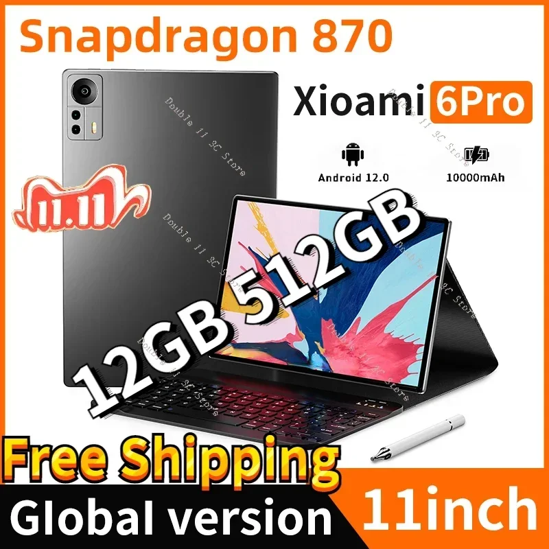 

Tablet Android 12.0 Snapdragon 870 2023 New Global Pad 6 Pro 10000mAh 12GB 512GB 11inc Tablette PC 5G Dual SIM Card Or WIFI