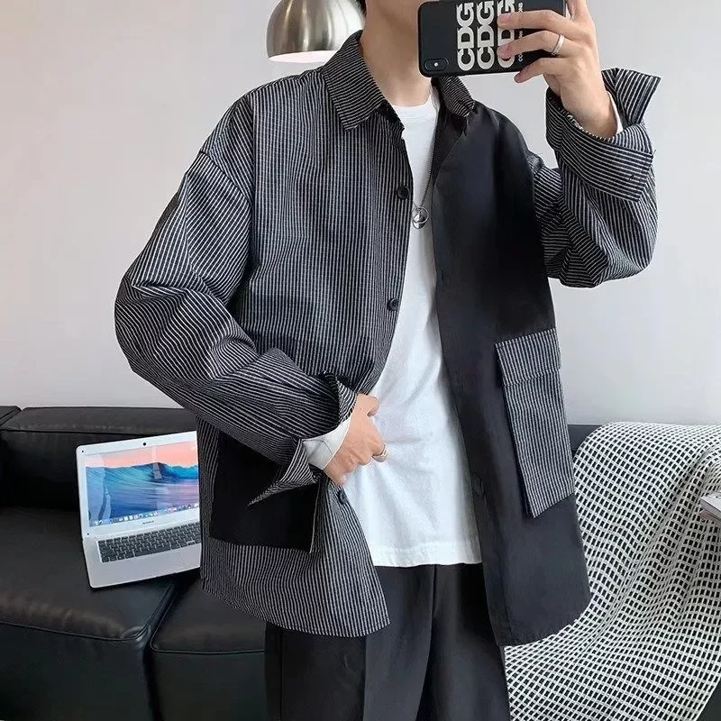 Men's Loose Casual Tops Trendy Spring Long Sleeve Lapel Large Pocket Tooling Shirts Male Clothing Contrast Color Stitching Shirt
Men's Loose Casual Tops Trendy Spring Long Sleeve Lapel Large Pocket Tooling Shirts Male Clothing Contrast Color Stitching Shirt