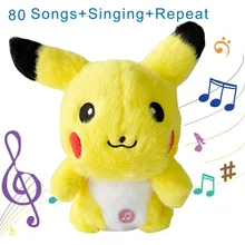 Speaking Pikachu Talking Repeat Singing Toy Animal Mimicking Toy 80 Songs Music with LED light Interactive Plush Toys for Baby