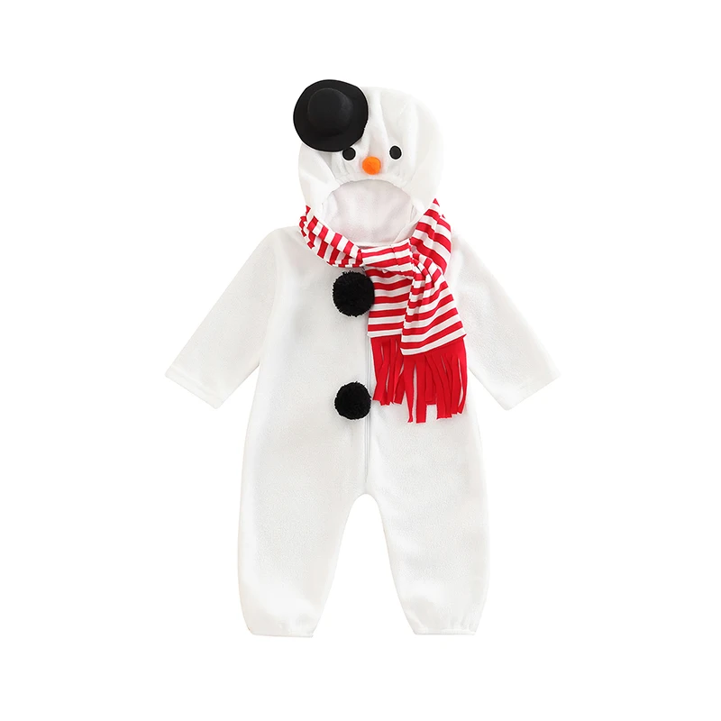 

Infant Baby Boy Girl My 1st Christmas Romper Fleece Hoodie Snowman Cosplay Christmas Costume Jumpsuit Bodysuit Xmas Clothes Set