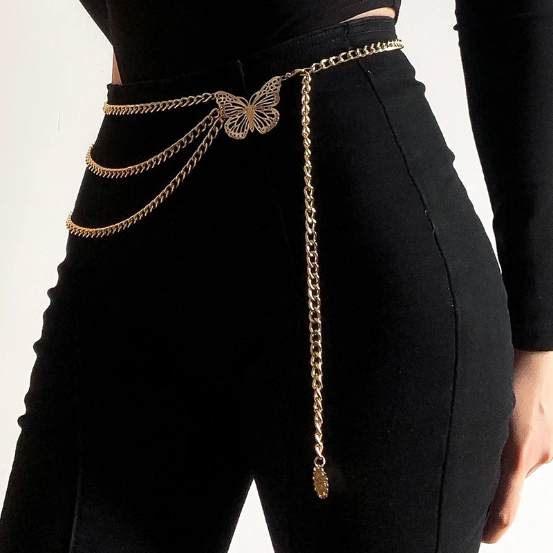 Women Butterfly Elegant Multi-layer Chain Belt For Women Fashion Gold Silver Metal High Waist Body Chain Dress Tassel Chain
Women Butterfly Elegant Multi-layer Chain Belt For Women Fashion Gold Silver Metal High Waist Body Chain Dress Tassel Chain