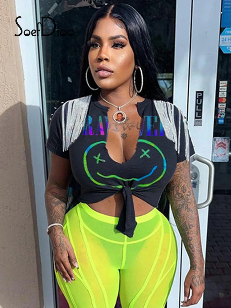 Soefdioo Print V-neck Short Sleeve Crop Top Fashion Tassel Bandage Tshirt Women Clothes 2022 Summer Casual Tops Sexy Streetwear
Soefdioo Print V-neck Short Sleeve Crop Top Fashion Tassel Bandage Tshirt Women Clothes 2022 Summer Casual Tops Sexy Streetwear