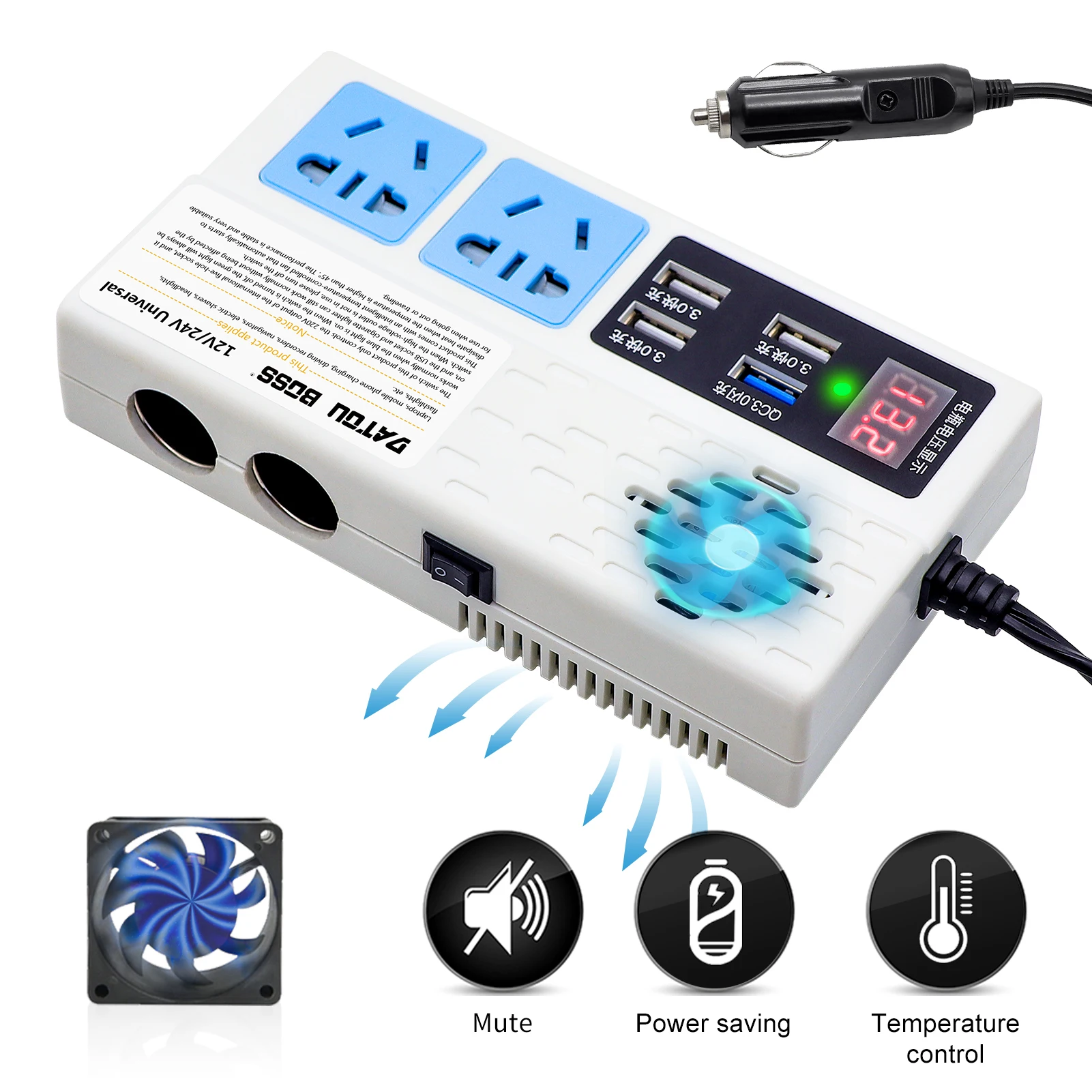 Car Inverter Power Adapter Cigarette lighter Adapter Power Inverters For Vehicles DC 12V 24V to AC 220V 240V With 4 USB Ports
Car Inverter Power Adapter Cigarette lighter Adapter Power Inverters For Vehicles DC 12V 24V to AC 220V 240V With 4 USB Ports