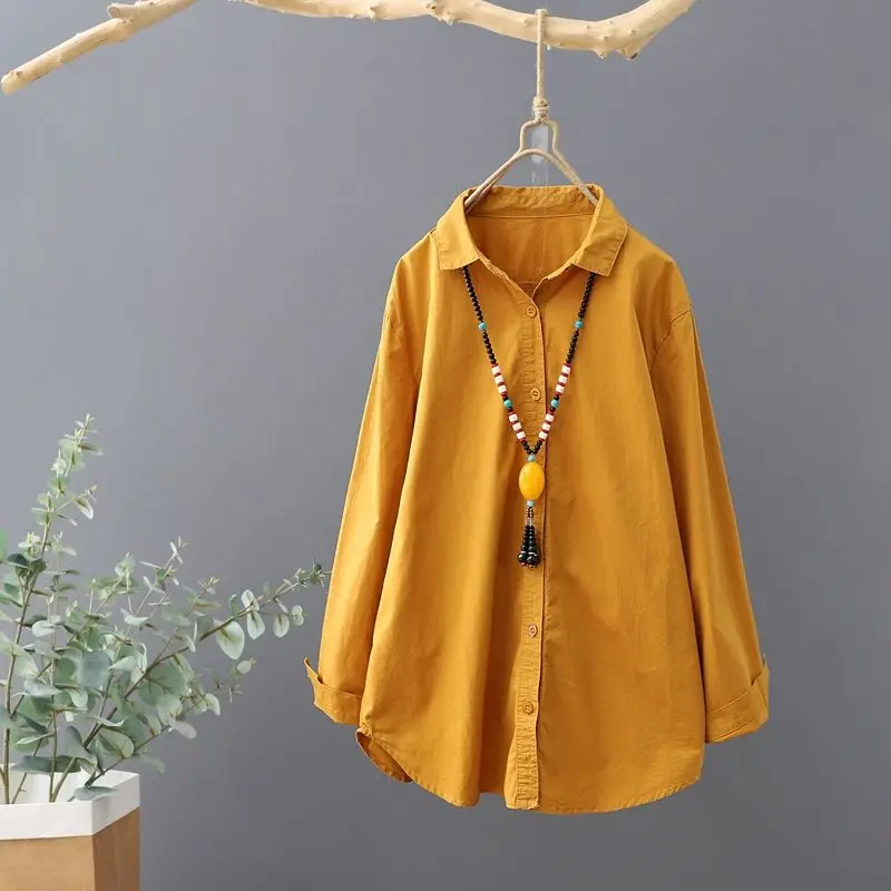 Retro Simple Cotton Linen Loose Long Sleeve Button Up Shirt Spring Autumn Casual Solid Tunic Top Blouse Women Blusas Clothes2023
Retro Simple Cotton Linen Loose Long Sleeve Button Up Shirt Spring Autumn Casual Solid Tunic Top Blouse Women Blusas Clothes2023