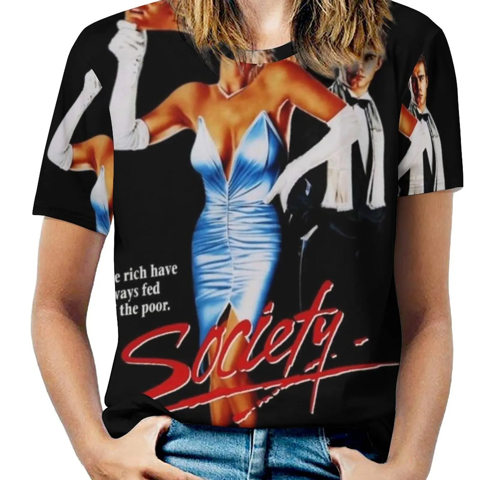 Женская футболка с коротким рукавом, круглым вырезом и принтом 
Женская футболка с коротким рукавом, круглым вырезом и принтом