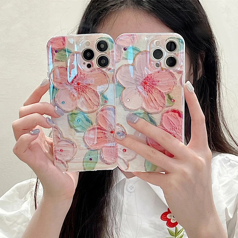 Glossy Shockproof Pink Flower Phone Case For iPhone 14 13 12 11 Pro Max Mini X XS XR 7 8 Plus Glitter Diamond Oil Painting Cover
Glossy Shockproof Pink Flower Phone Case For iPhone 14 13 12 11 Pro Max Mini X XS XR 7 8 Plus Glitter Diamond Oil Painting Cover