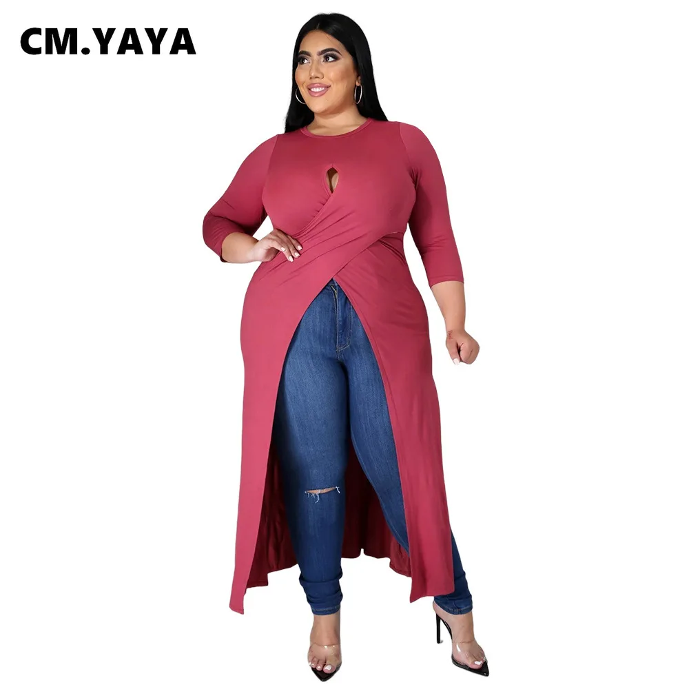 Женская длинная футболка с круглым вырезом, вырезами спереди и высоким разрезом
Женская длинная футболка с круглым вырезом, вырезами спереди и высоким разрезом