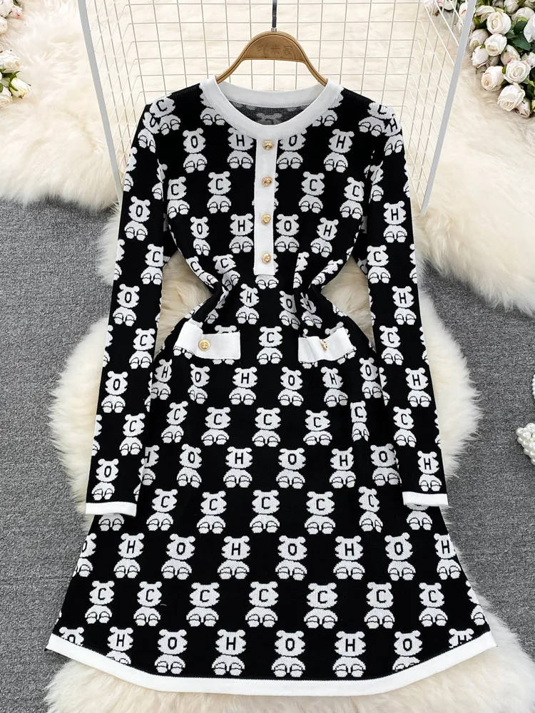 Женское трикотажное платье в стиле Хепберн, элегантное винтажное облегающее платье-свитер с круглым вырезом и принтом, платье в Корейском с...
Женское трикотажное платье в стиле Хепберн, элегантное винтажное облегающее платье-свитер с круглым вырезом и принтом, платье в Корейском с...