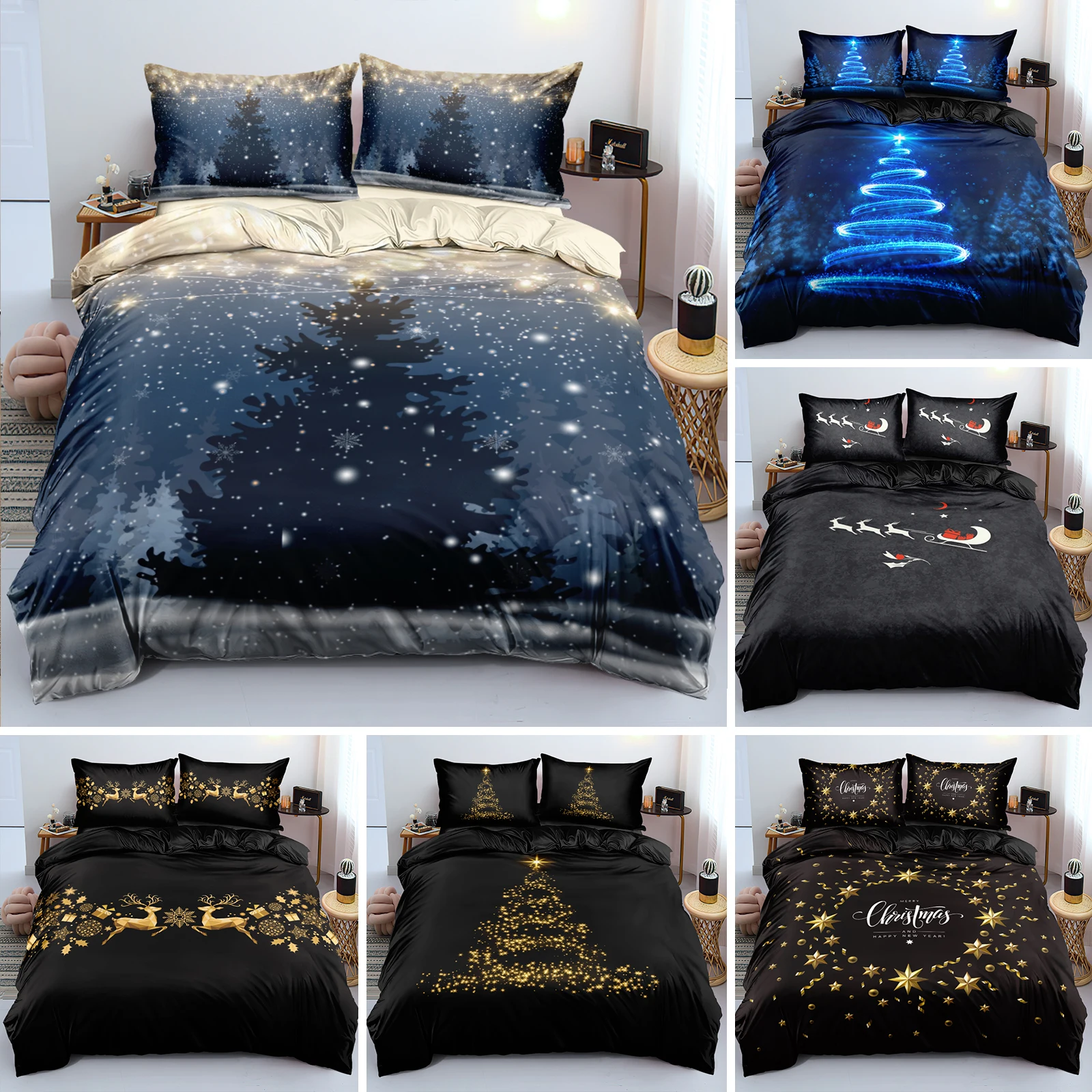 Christmas Tree Star Bedding Set Duvet Cover Bedroom Comforter Covers Single Twin King Size Quilt Cover Home Textile 2/3PCS
Christmas Tree Star Bedding Set Duvet Cover Bedroom Comforter Covers Single Twin King Size Quilt Cover Home Textile 2/3PCS