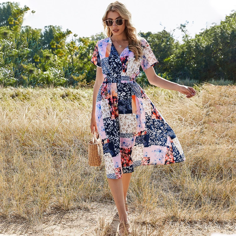 Summer Chiffon Dress Women 2022 Vintage Yellow Red Floral Print Female Casual V-neck Short-sleeved A-line Beach Long Robe Dress
Summer Chiffon Dress Women 2022 Vintage Yellow Red Floral Print Female Casual V-neck Short-sleeved A-line Beach Long Robe Dress