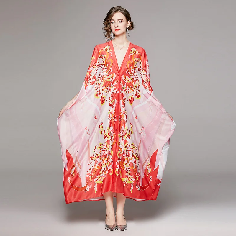 Женское длинное платье в богемном стиле, модельное свободное платье макси с рукавом летучая мышь и V-образным вырезом, праздничное платье с цветочным принтом, лето 2023
Женское длинное платье в богемном стиле, модельное свободное платье макси с рукавом летучая мышь и V-образным вырезом, праздничное платье с цветочным принтом, лето 2023