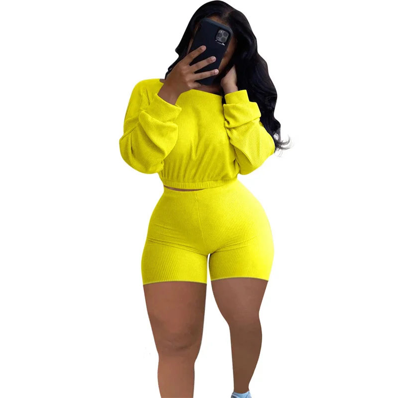 2022 Summer Amazon New Cross-border Women's Solid Color Long-Sleeved Casual Sports Suit Shorts Two-piece Female
2022 Summer Amazon New Cross-border Women's Solid Color Long-Sleeved Casual Sports Suit Shorts Two-piece Female