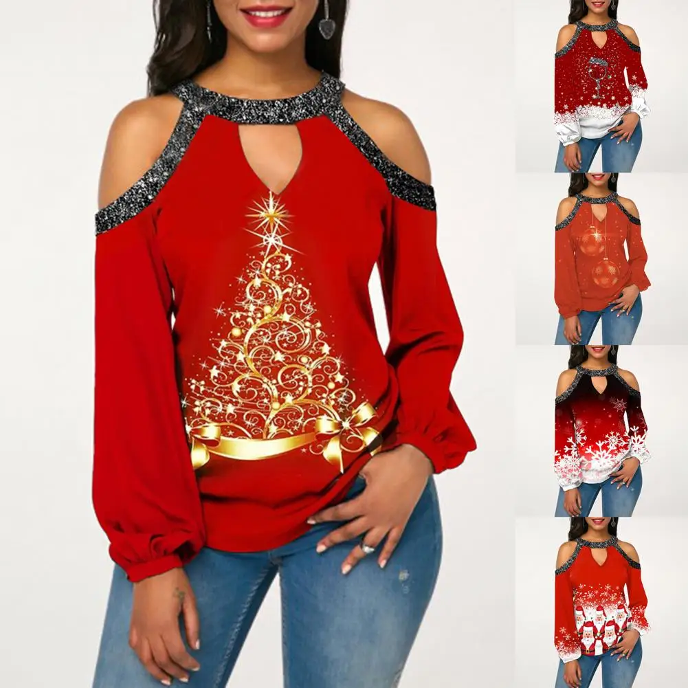 Shiny Off Shoulder Hollow Out Women Blouse Golden Christmas Tree Print Pullover Blouse Breathable Christmas Blouse Blouse
Shiny Off Shoulder Hollow Out Women Blouse Golden Christmas Tree Print Pullover Blouse Breathable Christmas Blouse Blouse
