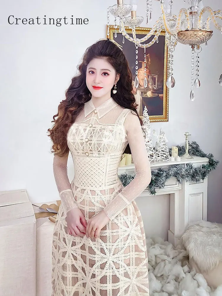 Lace Embroidery Mesh Splicing A-line Dress Women's 2023 Summer New Lapel Long Sleeve Zipper Slim High Waist Party Dresses 1A961
Lace Embroidery Mesh Splicing A-line Dress Women's 2023 Summer New Lapel Long Sleeve Zipper Slim High Waist Party Dresses 1A961