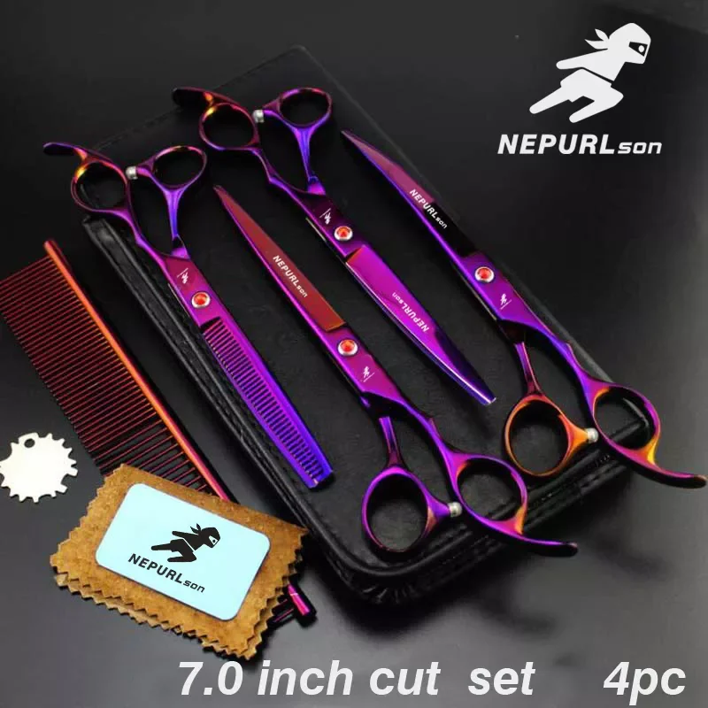 7.0 inch 4PC pet grooming scissors set straight cut teeth cut fish bone scissors prt grooming freeship pet cut
7.0 inch 4PC pet grooming scissors set straight cut teeth cut fish bone scissors prt grooming freeship pet cut