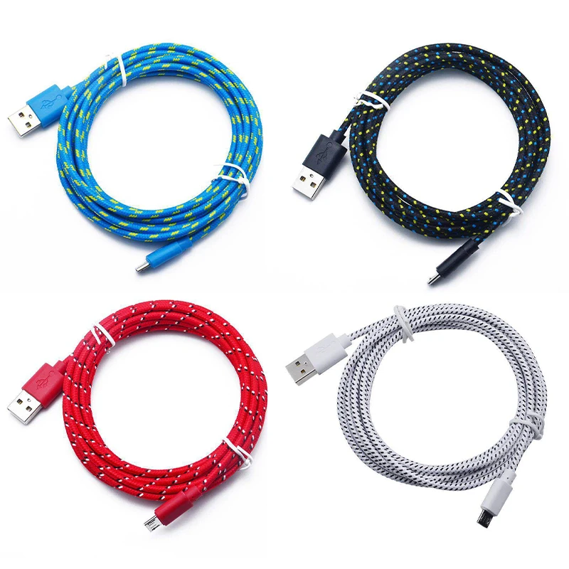 

2m Micro USB Cable Nylon Braided Data Sync USB Charger Cable For Huawei Xiaomi Phone USB Micro Cable