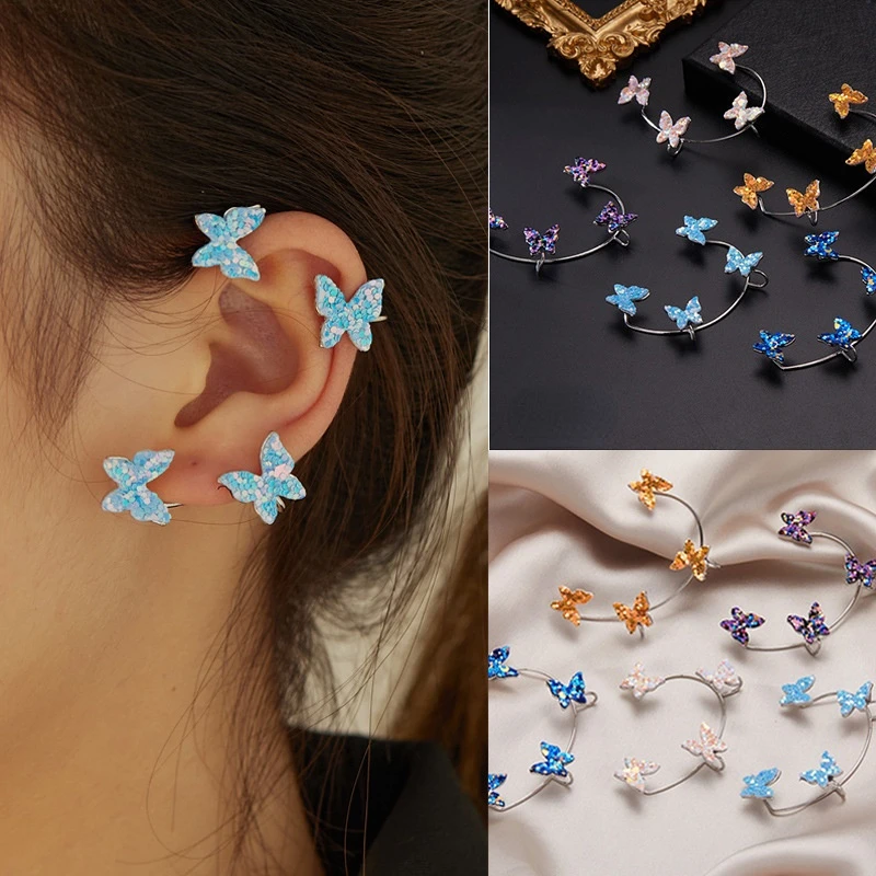 Sell Well Butterfly Ear Clips Ear Cuff for Women 4 Sequined Butterflies Without Piercing Clip Earrings Party Jewelry Gifts New
Sell Well Butterfly Ear Clips Ear Cuff for Women 4 Sequined Butterflies Without Piercing Clip Earrings Party Jewelry Gifts New