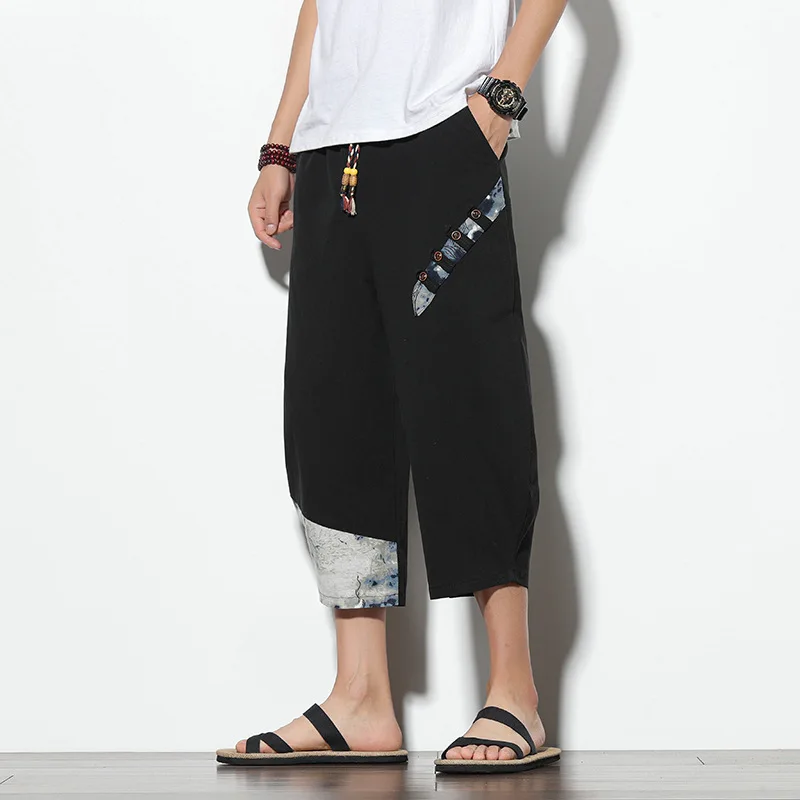 Men Cropped Pants Casual Trouser Men's Loose Lace-Up Pants Cotton and Linen Male Oversized Calf-Length Pants Fashion Streetwear
Men Cropped Pants Casual Trouser Men's Loose Lace-Up Pants Cotton and Linen Male Oversized Calf-Length Pants Fashion Streetwear