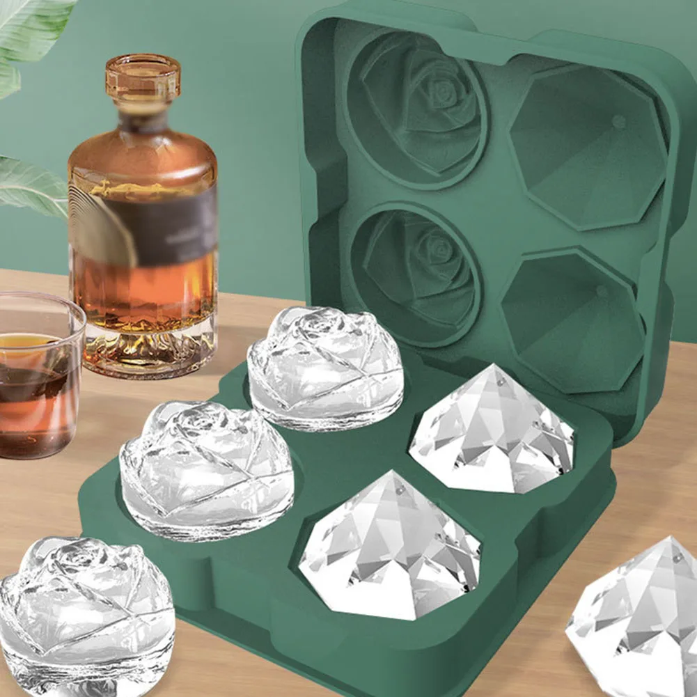 4Hole Ice Mould Silicone Rose Diamond Shape Ice Ball Maker Molds For Cocktails Whiskey Ice Box Ice Maker Kitchen Accessories
4Hole Ice Mould Silicone Rose Diamond Shape Ice Ball Maker Molds For Cocktails Whiskey Ice Box Ice Maker Kitchen Accessories