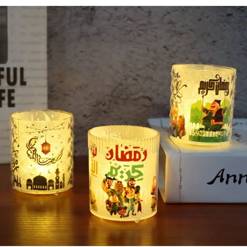 

2023 Eid Mubarak Led Candle Night Light Ramadan Kareem Ornament Lamp Islam Muslim Home Party Decor Eid Al-Fitr Festival Supplies