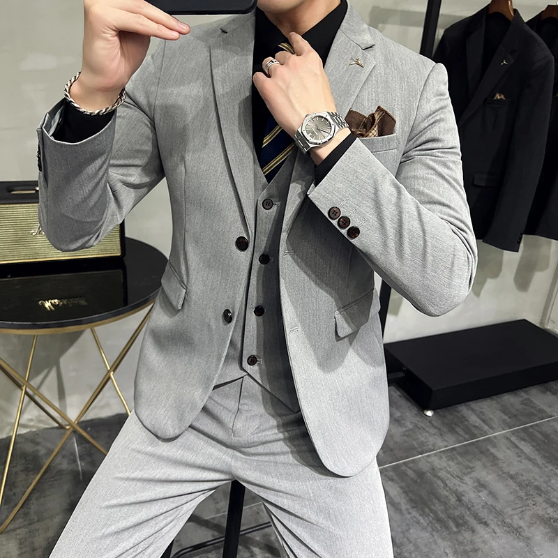 Plus Size S-7XL Man Korean Slim Fit Custom Groom Business Casual Tuxedo Blazers Vest Pant Casual Wedding Social Tuxedo Dress
Plus Size S-7XL Man Korean Slim Fit Custom Groom Business Casual Tuxedo Blazers Vest Pant Casual Wedding Social Tuxedo Dress