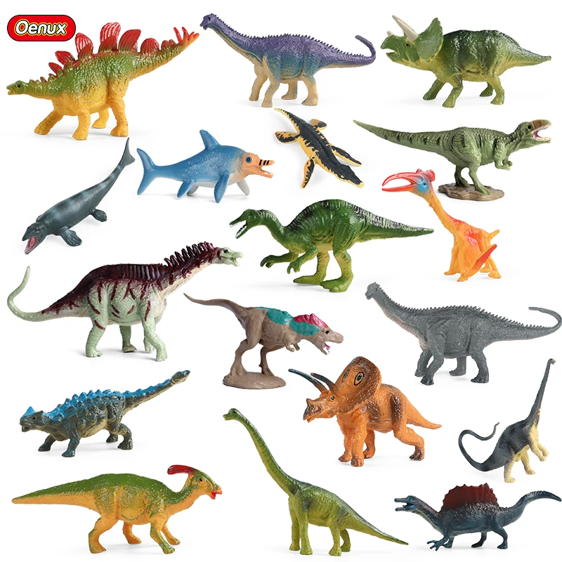 

Oenux Miniature Jurassic Dinosaur Set Pterosaur Tyrannosaurus Stegosaurus Brinquedo Action Figures Model PVC Education Kid Toy