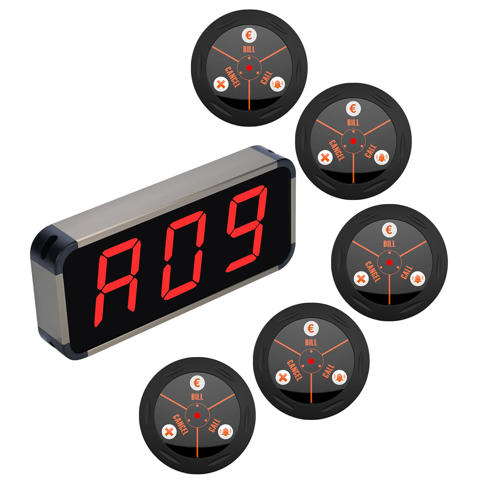 BYHUBYENG Restaurant Pager Wireless System 1 Display Receiver 1 Remote Control 5 3-Key Call Buttons Coffee Club
BYHUBYENG Restaurant Pager Wireless System 1 Display Receiver 1 Remote Control 5 3-Key Call Buttons Coffee Club