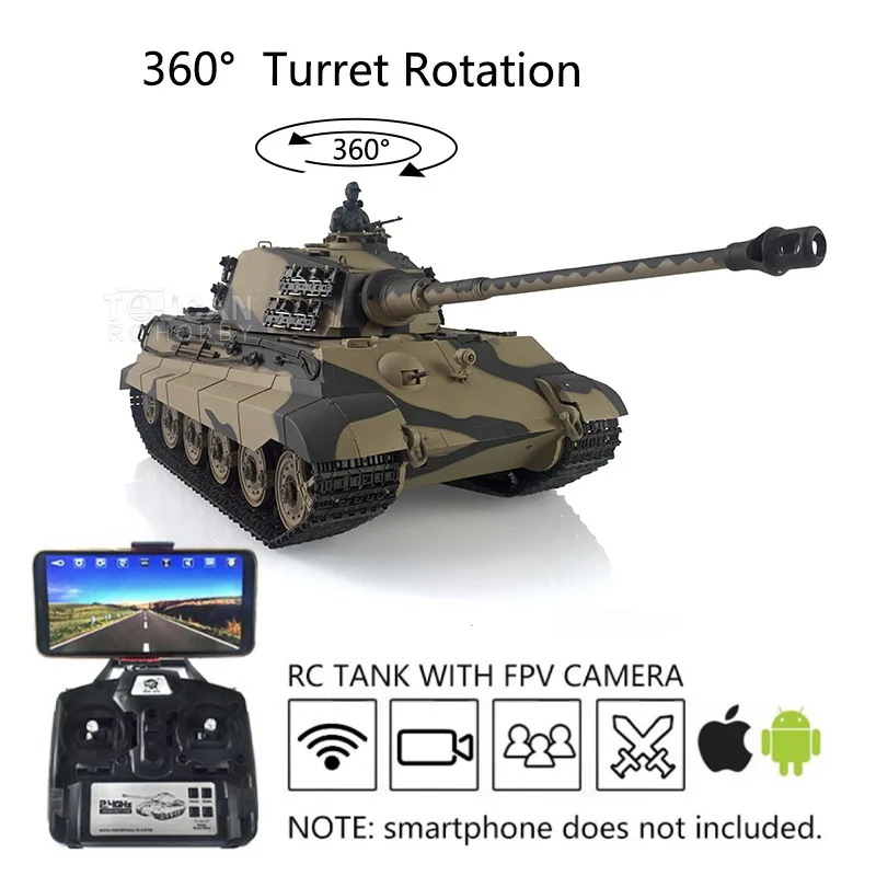 HENG LONG 1/16 7,0 обновленный немецкий Радиоуправляемый Танк King Tiger FPV камера Tiger II 3888A 360 ° вращающийся стальной редуктор BB основа
HENG LONG 1/16 7,0 обновленный немецкий Радиоуправляемый Танк King Tiger FPV камера Tiger II 3888A 360 ° вращающийся стальной редуктор BB основа