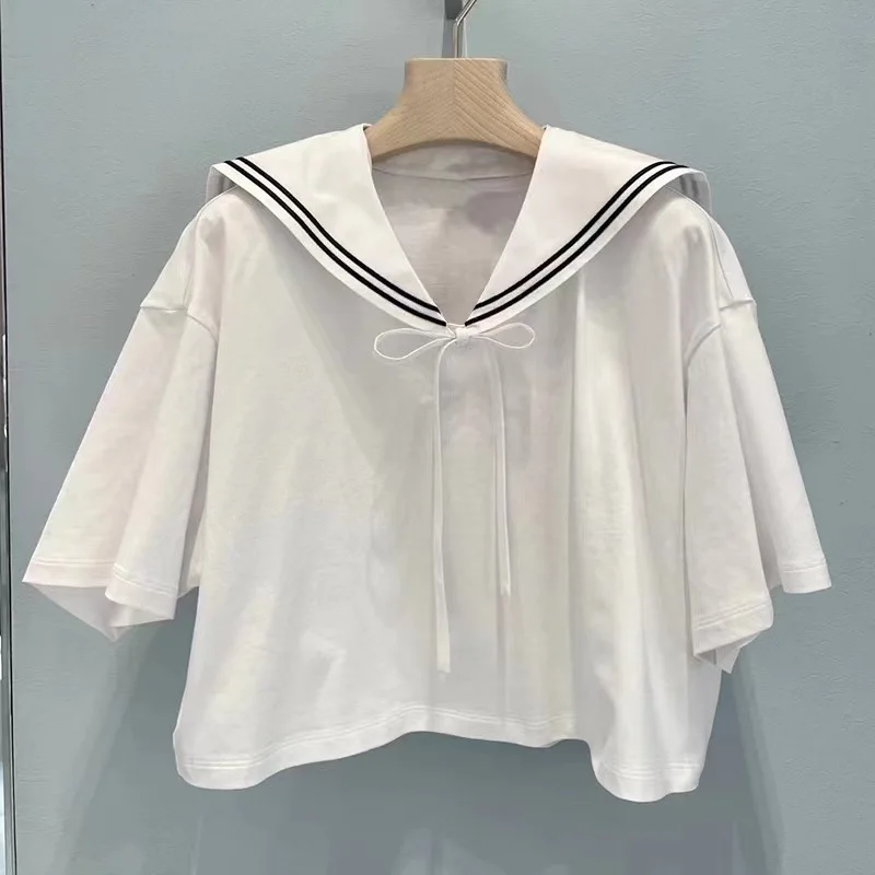 M Navi Top Shirts Girl Sailor Collar 2023 Summer Top Clothing Three Quarter Sleeve Top Shirts Women
M Navi Top Shirts Girl Sailor Collar 2023 Summer Top Clothing Three Quarter Sleeve Top Shirts Women