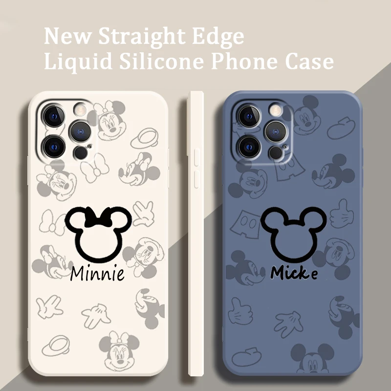 

Disney Mickey Minnie Comics Phone Case For Apple iPhone 14 13 12 Mini 11 XS Pro Max X XR SE 2020 Plus Liquid Rope Funda Cover
