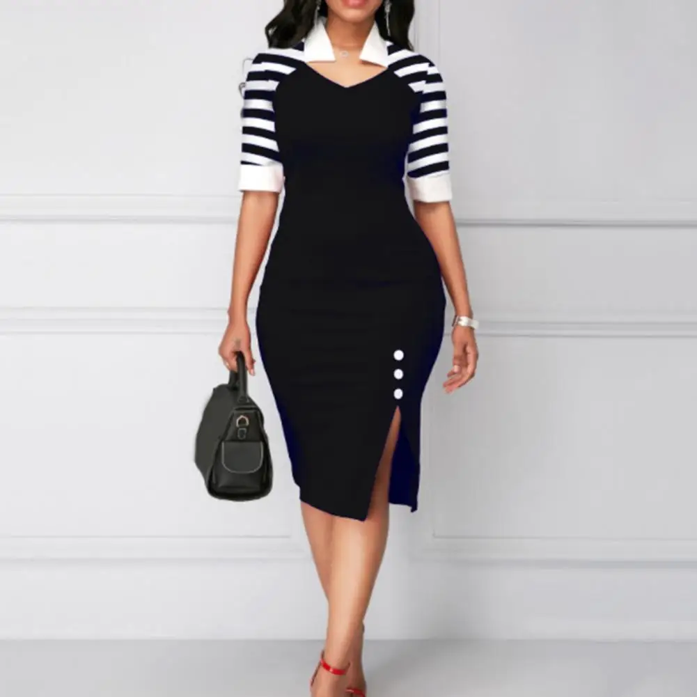 Midi Dress Trendy Ladies Half Sleeve Slim-fitting Slit Bodycon Dress for Dating Women Dress Formal Dress
Midi Dress Trendy Ladies Half Sleeve Slim-fitting Slit Bodycon Dress for Dating Women Dress Formal Dress