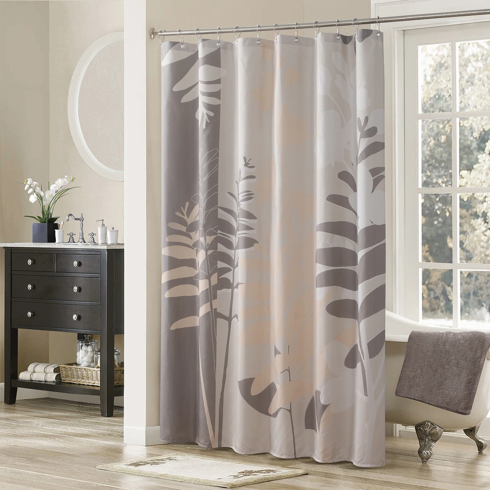 Olivia Grey Flower Polyester Waterproof Taupe Fabric Leaves Printed Decorative Tan Floral Shower Curtain
Olivia Grey Flower Polyester Waterproof Taupe Fabric Leaves Printed Decorative Tan Floral Shower Curtain