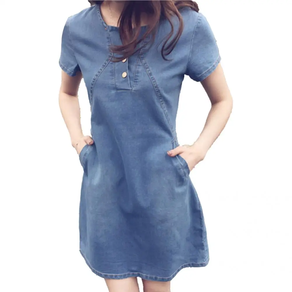 Modern Casual Dress Oversized Button Design Above Knee Women Summer Jean Mini Dress
Modern Casual Dress Oversized Button Design Above Knee Women Summer Jean Mini Dress
