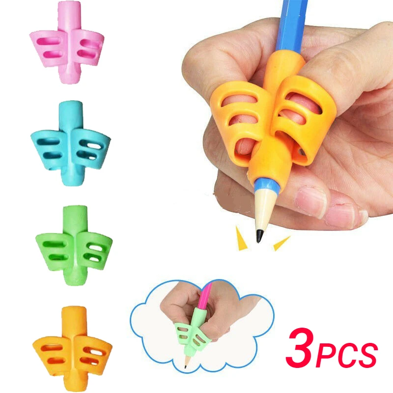 

3PCS/Set Writing Correctors Toys For Children Kids Learning Holding Supplies Soft Silicone Correcting Pen Holder Postures Grips