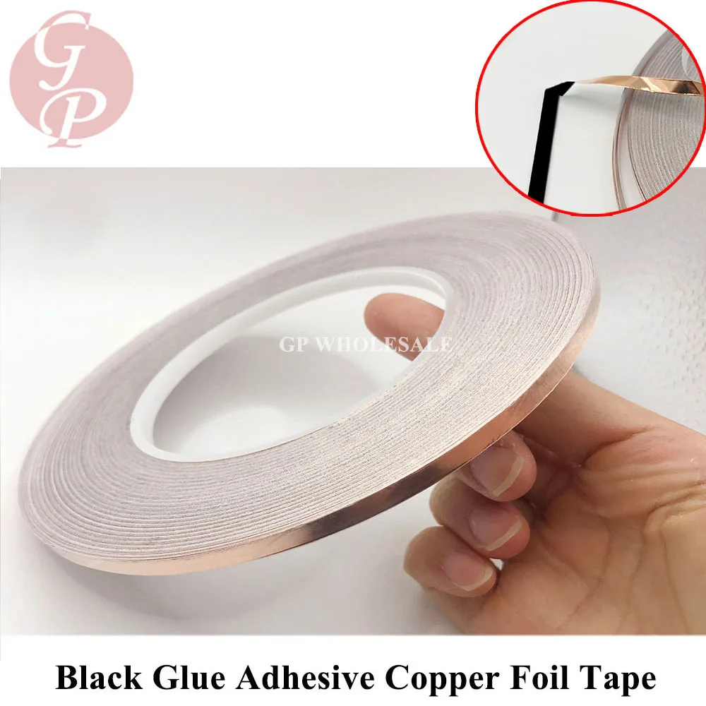 5 Rolls 5mm Wide, Single Sided Black Adhesive Copper Foil Tape for EMI Shielding, Stainless Glass Art Work, 50meters/Roll
5 Rolls 5mm Wide, Single Sided Black Adhesive Copper Foil Tape for EMI Shielding, Stainless Glass Art Work, 50meters/Roll