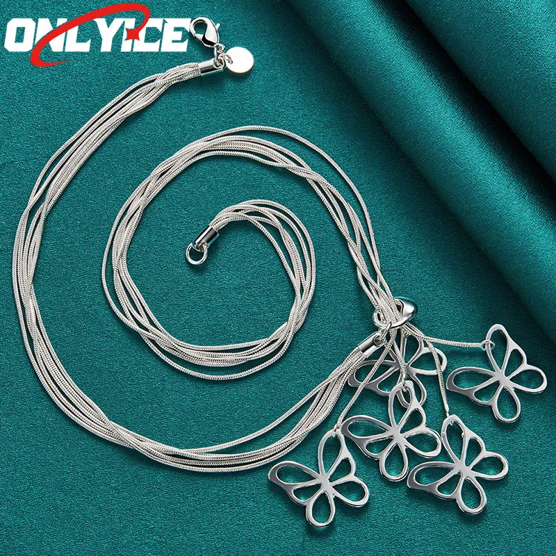 925 Sterling Silver 5 Snake Chain 18 Inch 5 Hollow Butterfly Pendant Necklace Ladies Party Wedding Fashion Jewelry
925 Sterling Silver 5 Snake Chain 18 Inch 5 Hollow Butterfly Pendant Necklace Ladies Party Wedding Fashion Jewelry