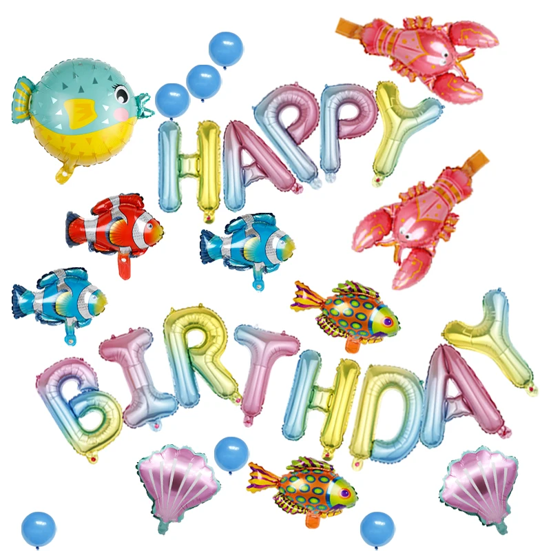 32pcs Cartoon Sea Animals Clownfish Lobster 16inch Sliver Happy Birthday Letters Foil Balloons Kids Bday Party Decor Baby Shower
32pcs Cartoon Sea Animals Clownfish Lobster 16inch Sliver Happy Birthday Letters Foil Balloons Kids Bday Party Decor Baby Shower